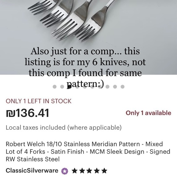 Set of 6 Robert Welch designer Meridian Stainless Satin Knives Discontinued - Picture 8 of 9